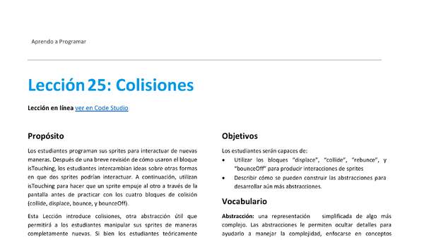 Unidad 2 - Lección 25: Colisiones