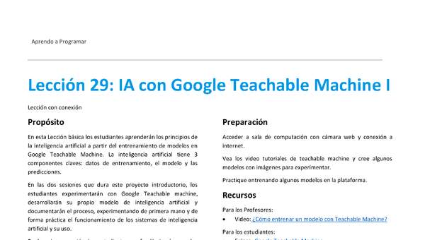 Unidad 2 - Lección 29: IA con Google Teachable Machine I