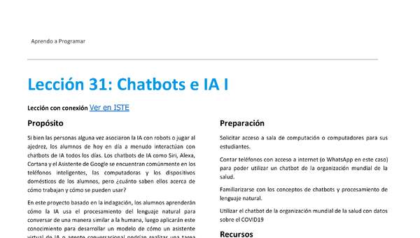 Unidad 2 - Lección 31: Chatbots e IA I
