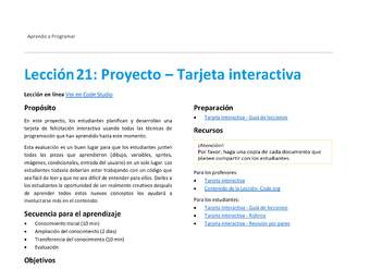 Unidad 1 - Lección 21: Proyecto – Tarjeta interactiva