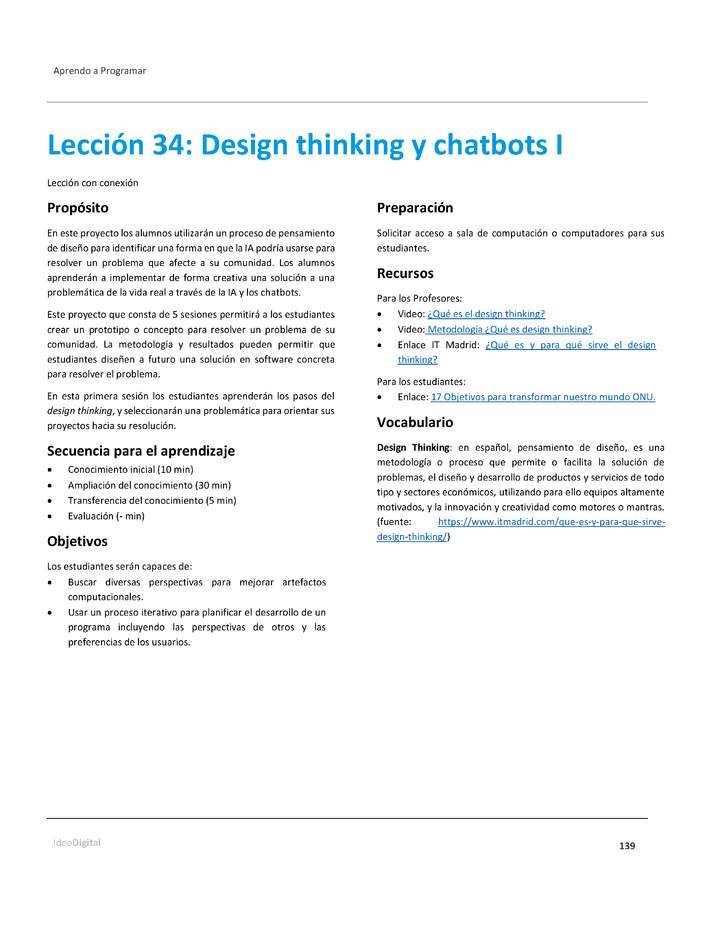 Unidad 2 - Lección 34: Design thinking y chatbots I