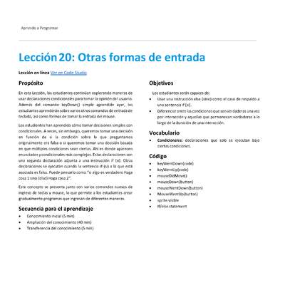 Unidad 1 - Lección 20: Otras formas de entrada