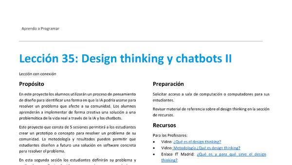 Unidad 2 - Lección 35: Design thinking y chatbots II