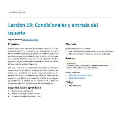 Unidad 1 - Lección 19: Condicionales y entrada del usuario