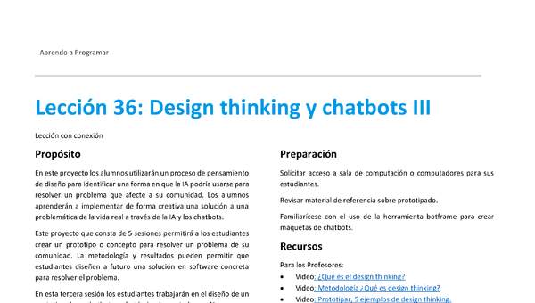 Unidad 2 - Lección 36: Design thinking y chatbots III