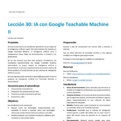 Unidad 2 - Lección 30: IA con Google Teachable Machine II