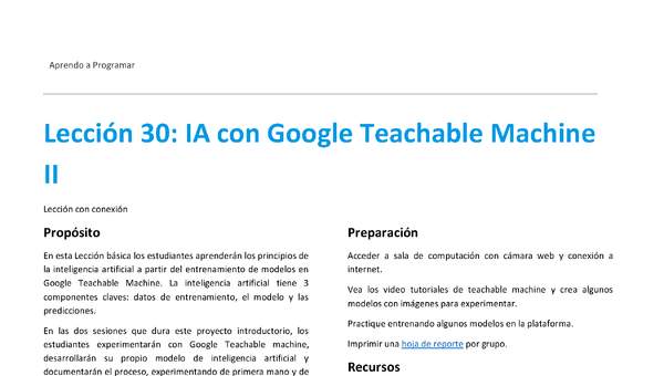 Unidad 2 - Lección 30: IA con Google Teachable Machine II