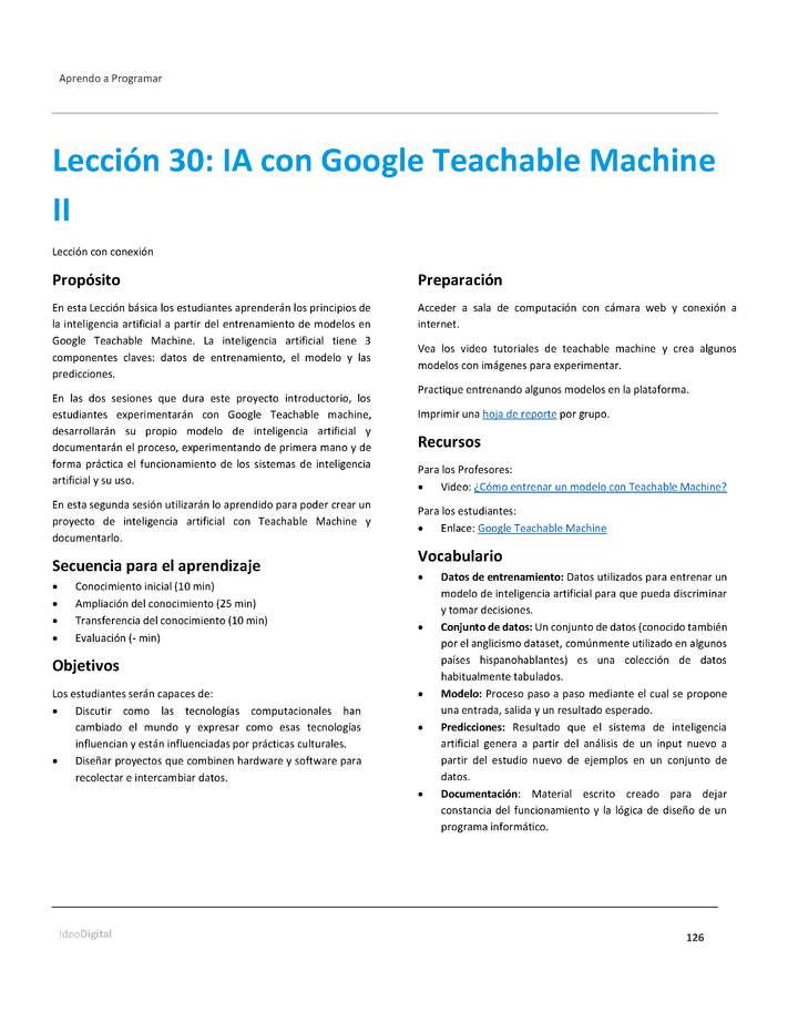 Unidad 2 - Lección 30: IA con Google Teachable Machine II