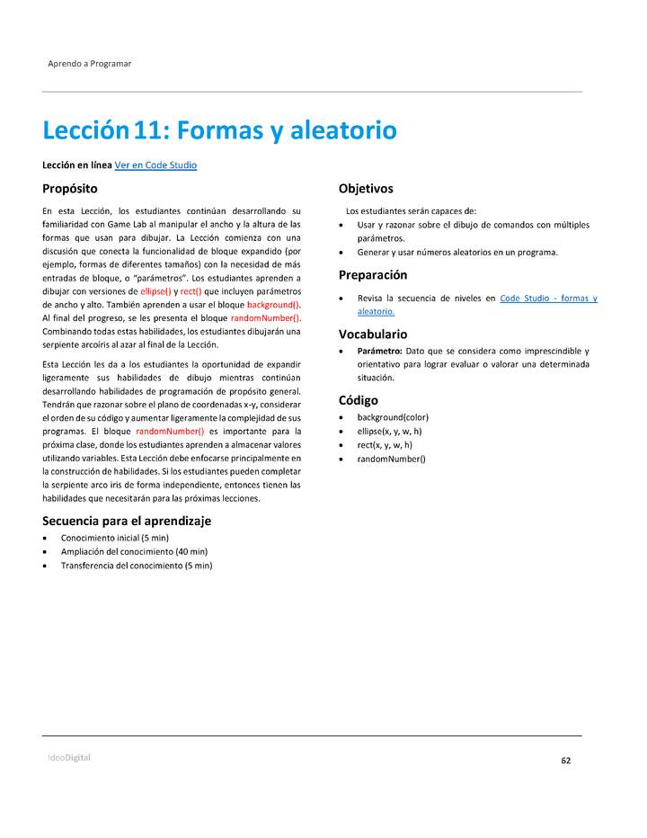 Unidad 1 - Lección 11: Formas y aleatorio