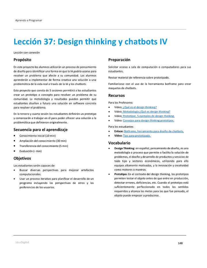 Unidad 2 - Lección 37: Design thinking y chatbots IV