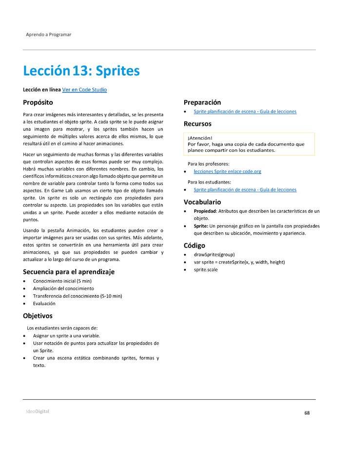 Unidad 1 - Lección 13: Sprites