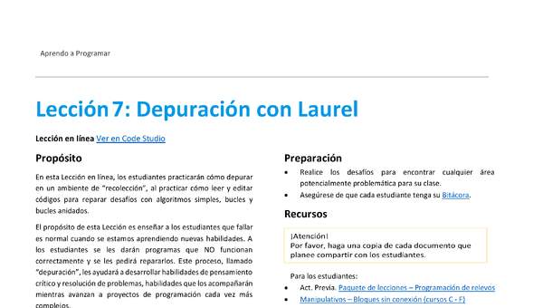 Unidad 1 - Lección 07: Depuración con Laurel