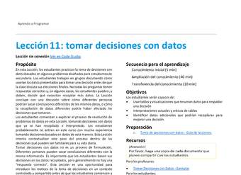 Unidad 1 - Lección 11: tomar decisiones con datos