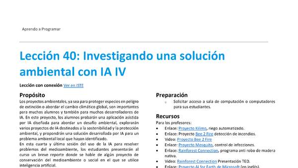 Unidad 2 - Lección 40: Investigando una solución ambiental con IA IV