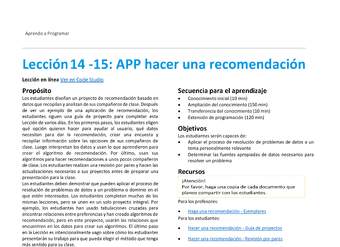 Unidad 1 - Lección14 -15: APP hacer una recomendación