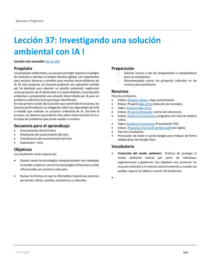 Unidad 2 - Lección 37: Investigando una solución ambiental con IA I