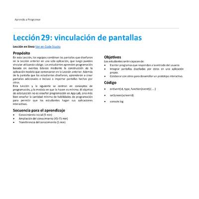 Unidad 2 - Lección29: vinculación de pantallas