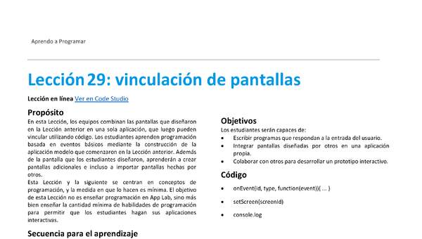 Unidad 2 - Lección29: vinculación de pantallas