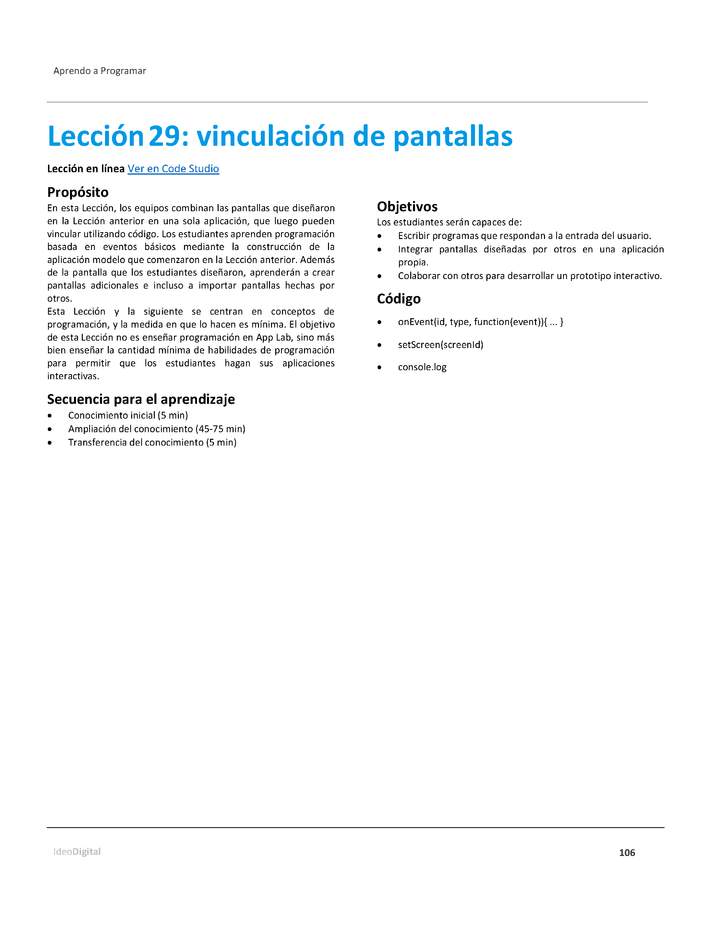 Unidad 2 - Lección29: vinculación de pantallas