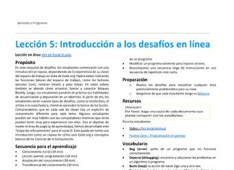 Unidad 1 - Lección 5: Introducción a los desafíos en línea