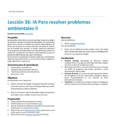 Unidad 2 - Lección 36: IA Para resolver problemas ambientales II