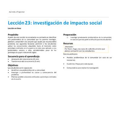 Unidad 2 - Lección23: investigación de impacto social