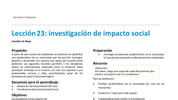 Unidad 2 - Lección23: investigación de impacto social