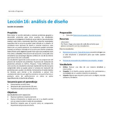 Unidad 2 - Lección16: análisis de diseño