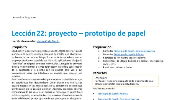 Unidad 2 - Lección22: proyecto – prototipo de papel