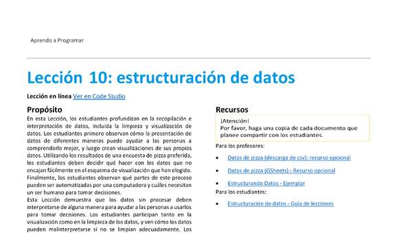 Unidad 1 - Lección 10: estructuración de datos