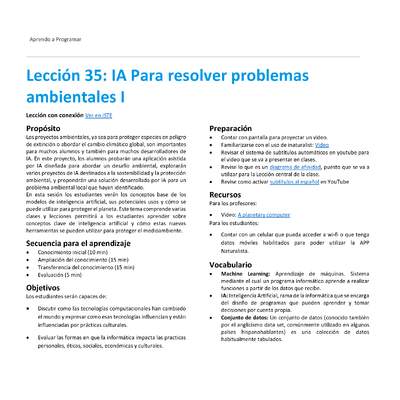 Unidad 2 - Lección 35: IA Para resolver problemas ambientales I