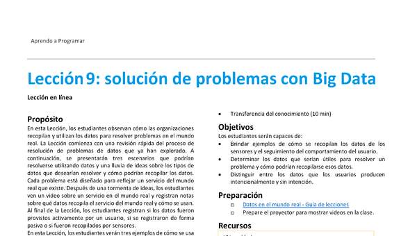 Unidad 1 - Lección9: solución de problemas con Big Data