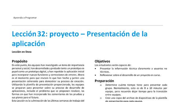 Unidad 2 - Lección32: proyecto – Presentación de la aplicación