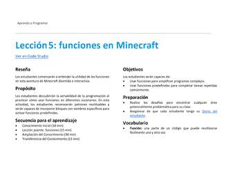 Unidad 2 - Lección 5: funciones en Minecraft