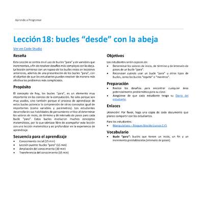 Unidad 3 - Lección 18: bucles “desde” con la abeja