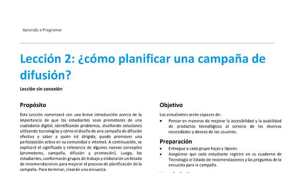 Unidad 1 - Lección 2: ¿cómo planificar una campaña de difusión?