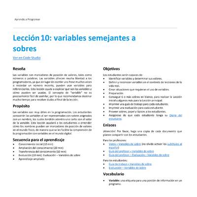 Unidad 3 - Lección 10: variables semejantes a sobres