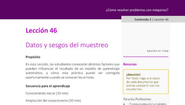 Unidad 2 - Lección 46: Datos y sesgos del muestreo