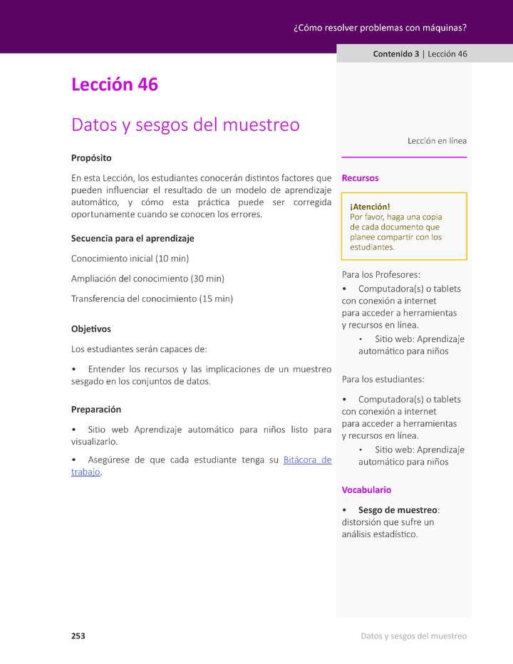 Unidad 2 - Lección 46: Datos y sesgos del muestreo