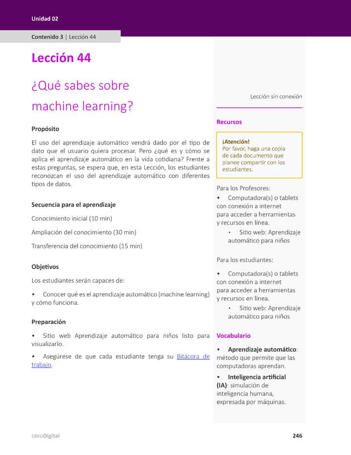 Unidad 2 - Lección 44: ¿Qué sabes sobre machine learning?