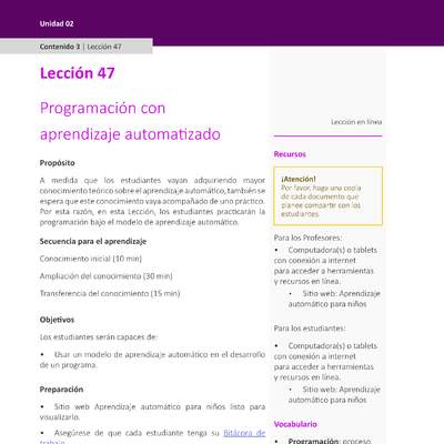 Unidad 2 - Lección 47: Programación con aprendizaje automatizado