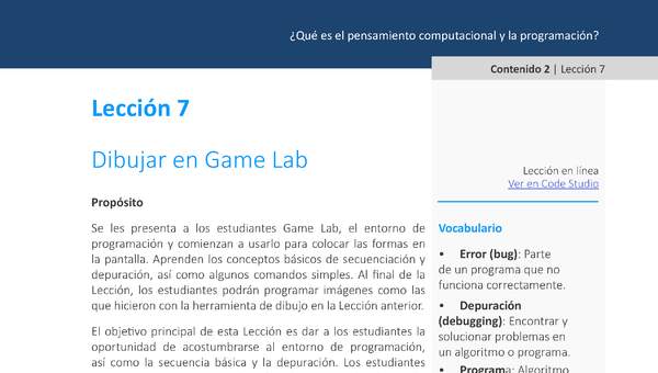 Unidad 1 - Lección 07: Dibujar en Game Lab