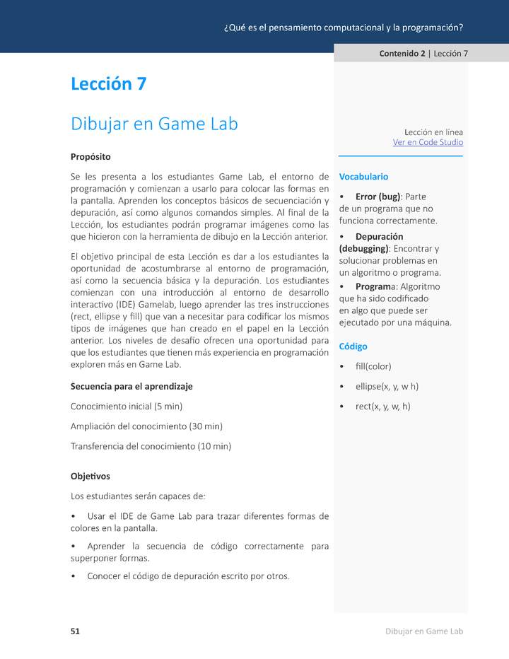 Unidad 1 - Lección 07: Dibujar en Game Lab