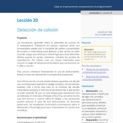 Unidad 1 - Lección 20: Detección de colisión