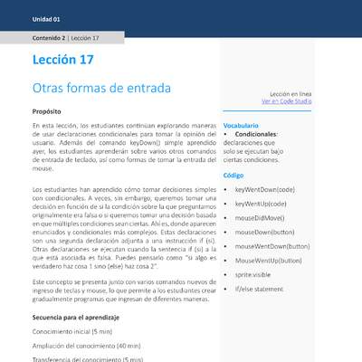 Unidad 1 - Lección 17: Otras formas de entrada