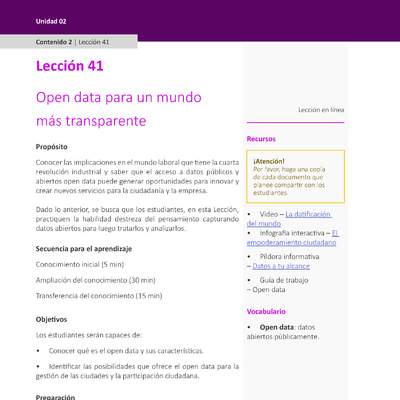 Unidad 2 - Lección 41: Open data para un mundo más transparente