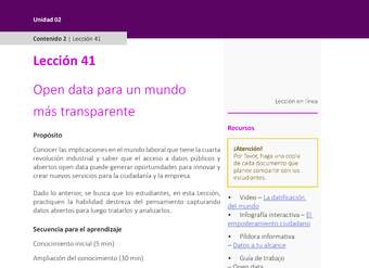 Unidad 2 - Lección 41: Open data para un mundo más transparente