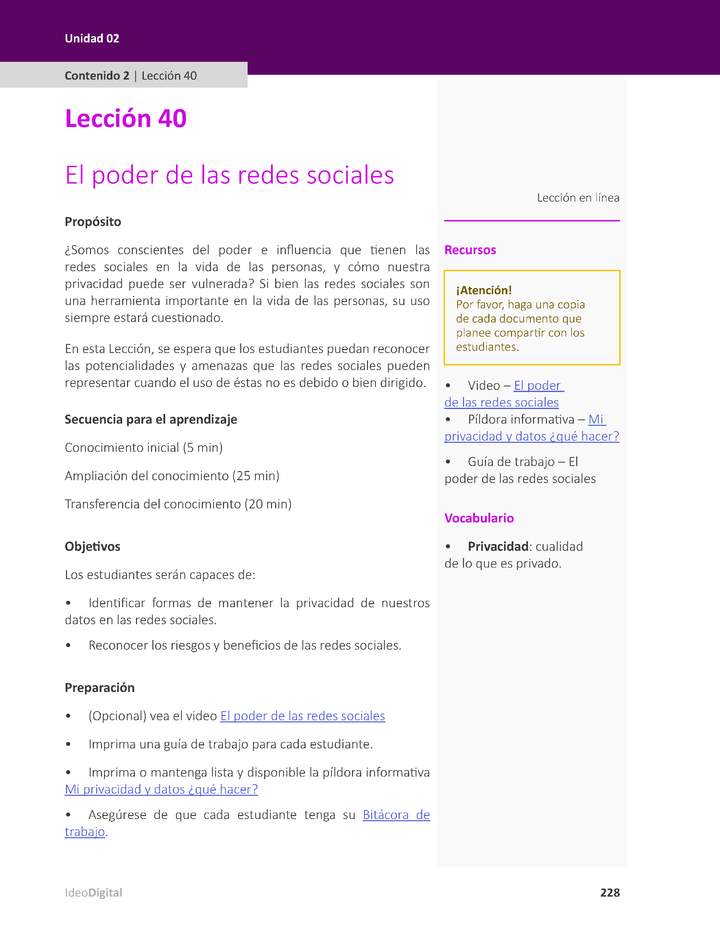 Unidad 2 - Lección 40: El poder de las redes sociales