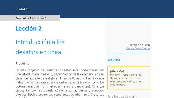 Unidad 1 - Lección 02: Introducción a los desafíos en línea
