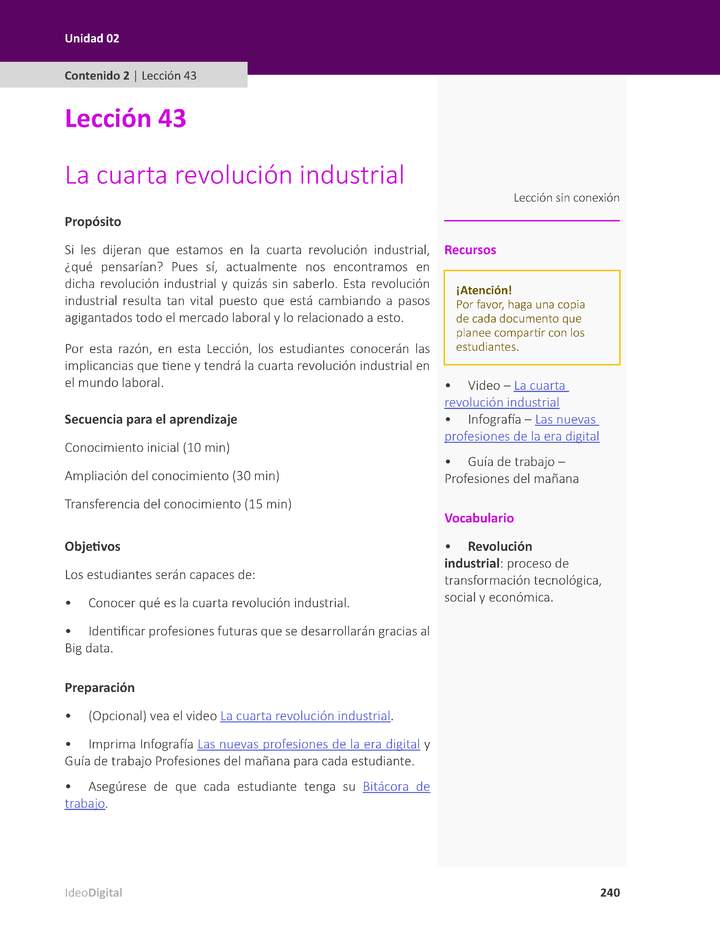 Unidad 2 - Lección 43: La cuarta revolución industrial